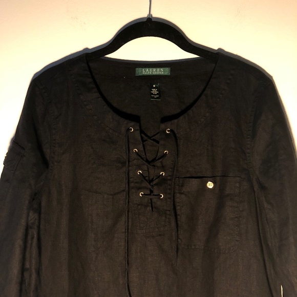 Lauren | Black linen blouse | Golden hardware | M - Picture 2 of 5